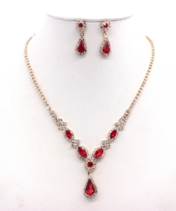 Rhinestone Necklace with Earrings  NB300608 GDLM